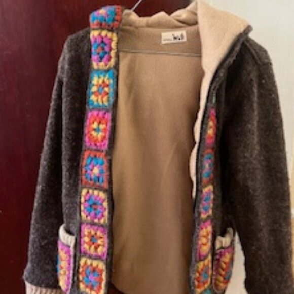 women's sweater jacket with hood - Picture 1 of 3